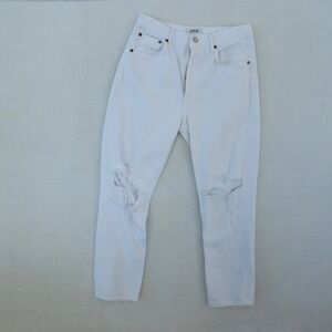 Agolde Riley Jeans Women's 27 Slant High Rise Straight Cropped Ripped Button Fly